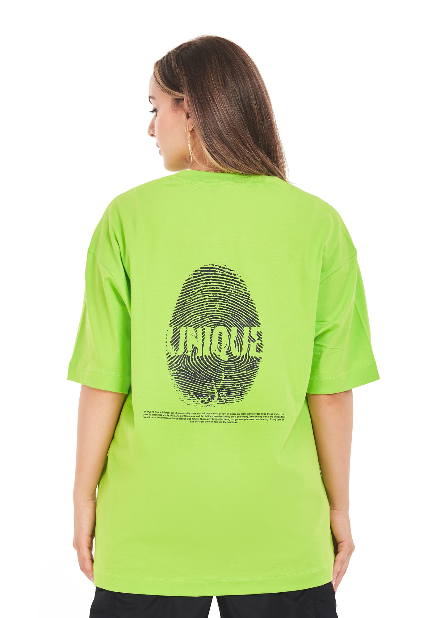 Unique Oversized printed Green apple T-shirt for Her